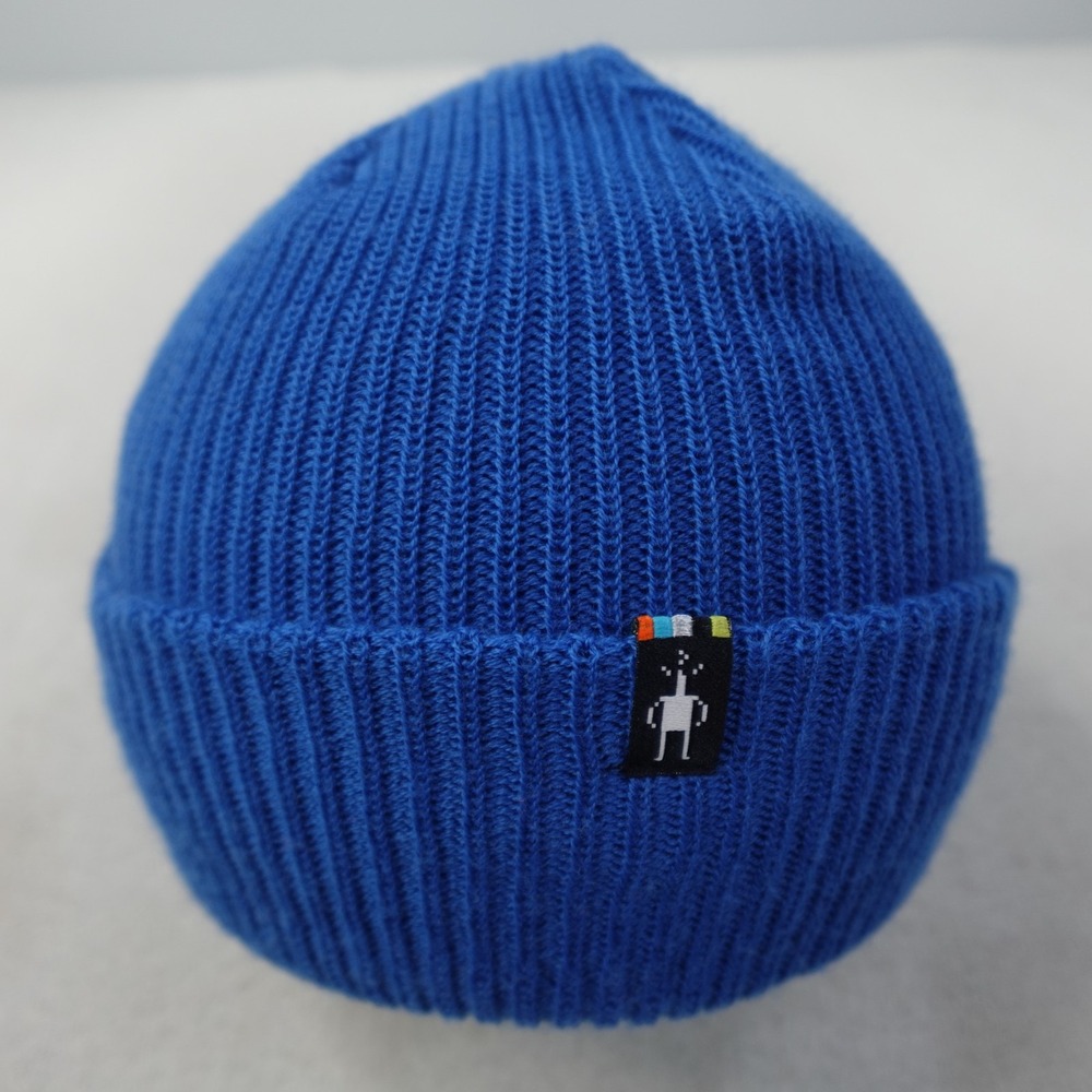 Smartwool Beanie Blue Merino Wool Knit Cuffed Winter Hat Little Guy Logo